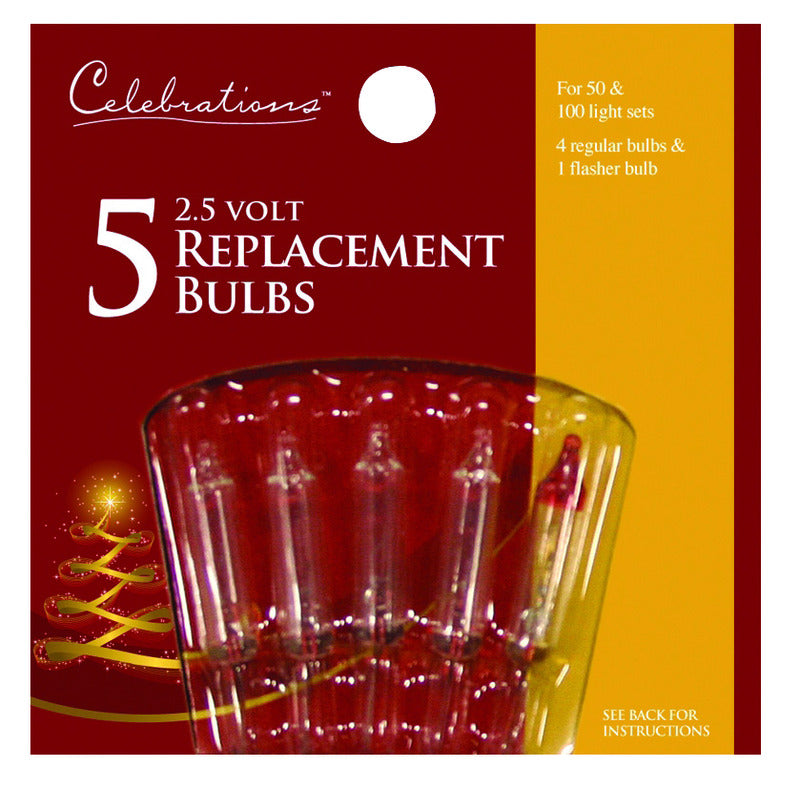 CELEBRATIONS - Celebrations Mini Clear 5 ct Replacement Christmas Light Bulbs - Case of 25