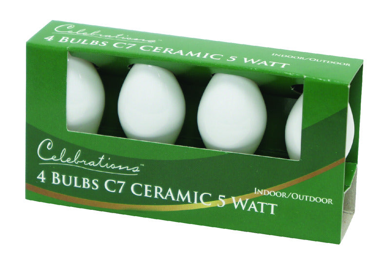 CELEBRATIONS - Celebrations Incandescent C7 White 4 ct Replacement Christmas Light Bulbs 0.08 ft.