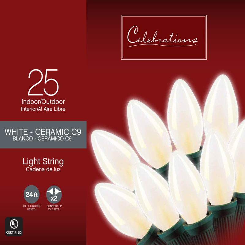 CELEBRATIONS - Celebrations Incandescent C9 White 25 ct String Christmas Lights 25 ft.