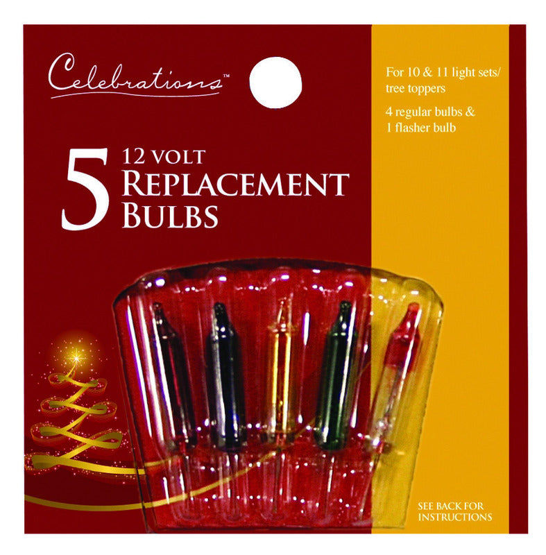 CELEBRATIONS - Celebrations Incandescent Mini Multicolored 5 ct Replacement Christmas Light Bulbs [1145-1-71]