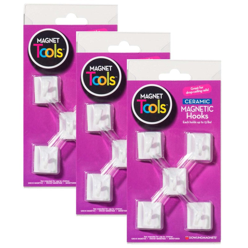 DOWLING MAGNETS - Ceramic Magnetic Ceiling Hooks, 5 Per Pack, 3 Packs