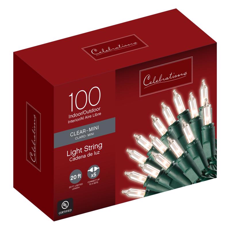 CELEBRATIONS - Celebrations Incandescent Mini Clear 100 ct String Christmas Lights 20 ft. - Case of 24 [4000-71]