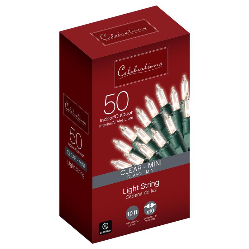 CELEBRATIONS - Celebrations Incandescent Mini Clear 50 ct String Christmas Lights 10.2 ft.