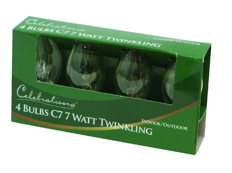 CELEBRATIONS - Celebrations Incandescent C7 Clear/Warm White 4 ct Replacement Christmas Light Bulbs 0.08 ft.