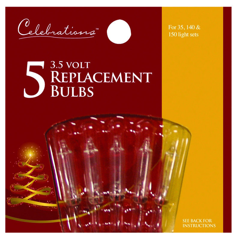 CELEBRATIONS - Celebrations Incandescent Mini Warm White 5 ct Replacement Christmas Light Bulbs