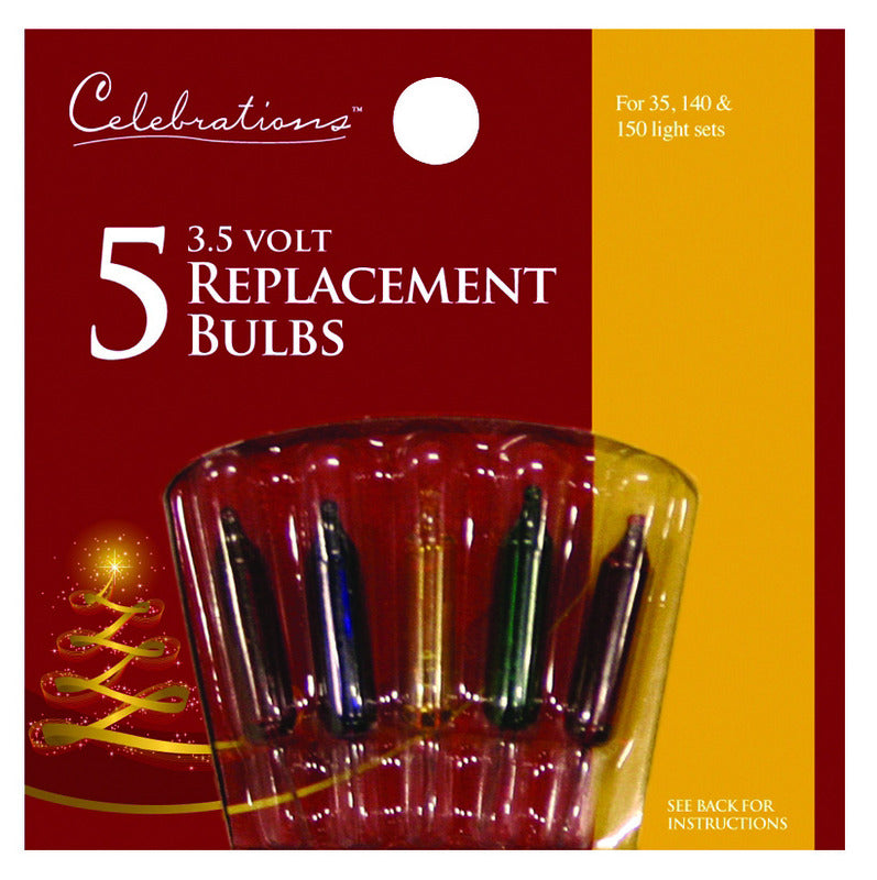 CELEBRATIONS - Celebrations Incandescent Mini Multicolored 5 ct Replacement Christmas Light Bulbs [1265-1-71]