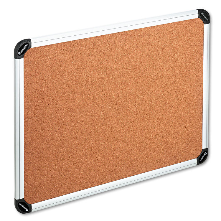 Universal - Cork Board with Aluminum Frame, 48 x 36, Tan Surface, Silver Frame