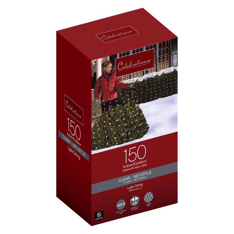 CELEBRATIONS - Celebrations Incandescent Mini Clear 150 ct Net Christmas Lights 6 ft.