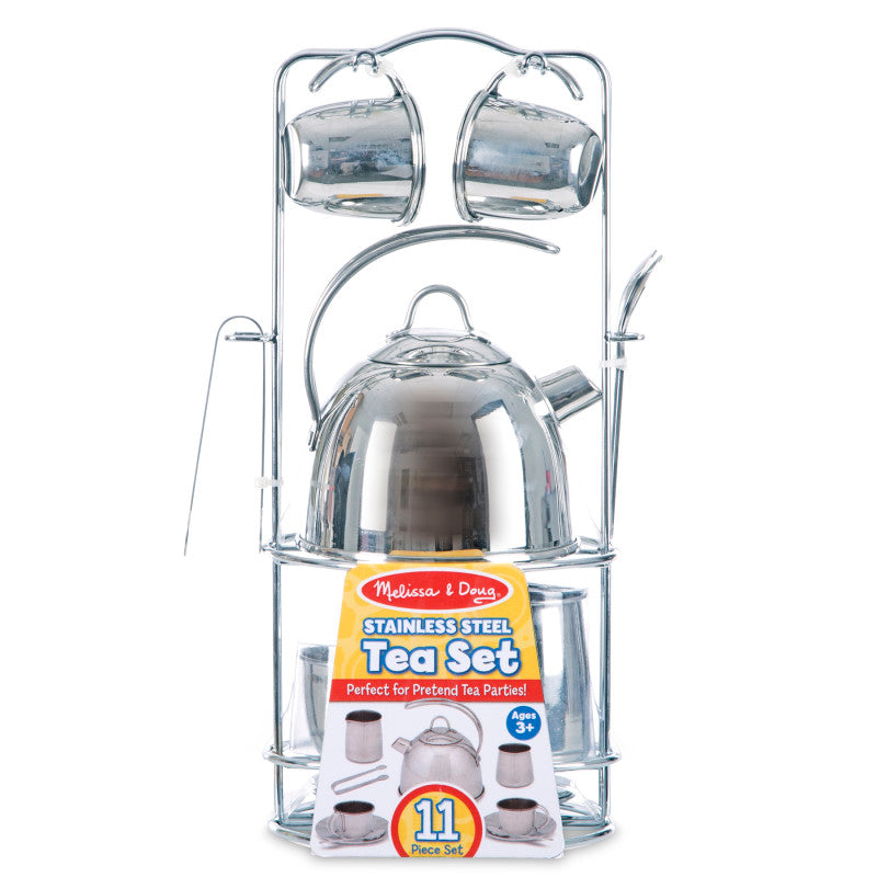 MELISSA & DOUG - Stainless Steel Tea Set and Storage Stand, 11 Pieces