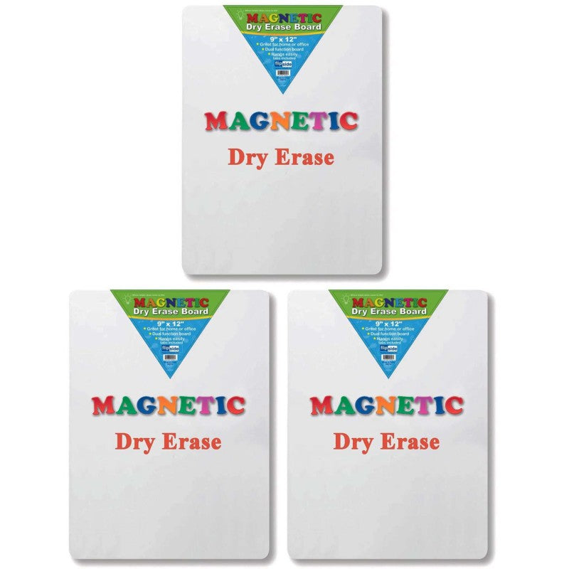 FLIPSIDE PRODUCTS - Magnetic Dry Erase Board, 9" x 12", Pack of 3