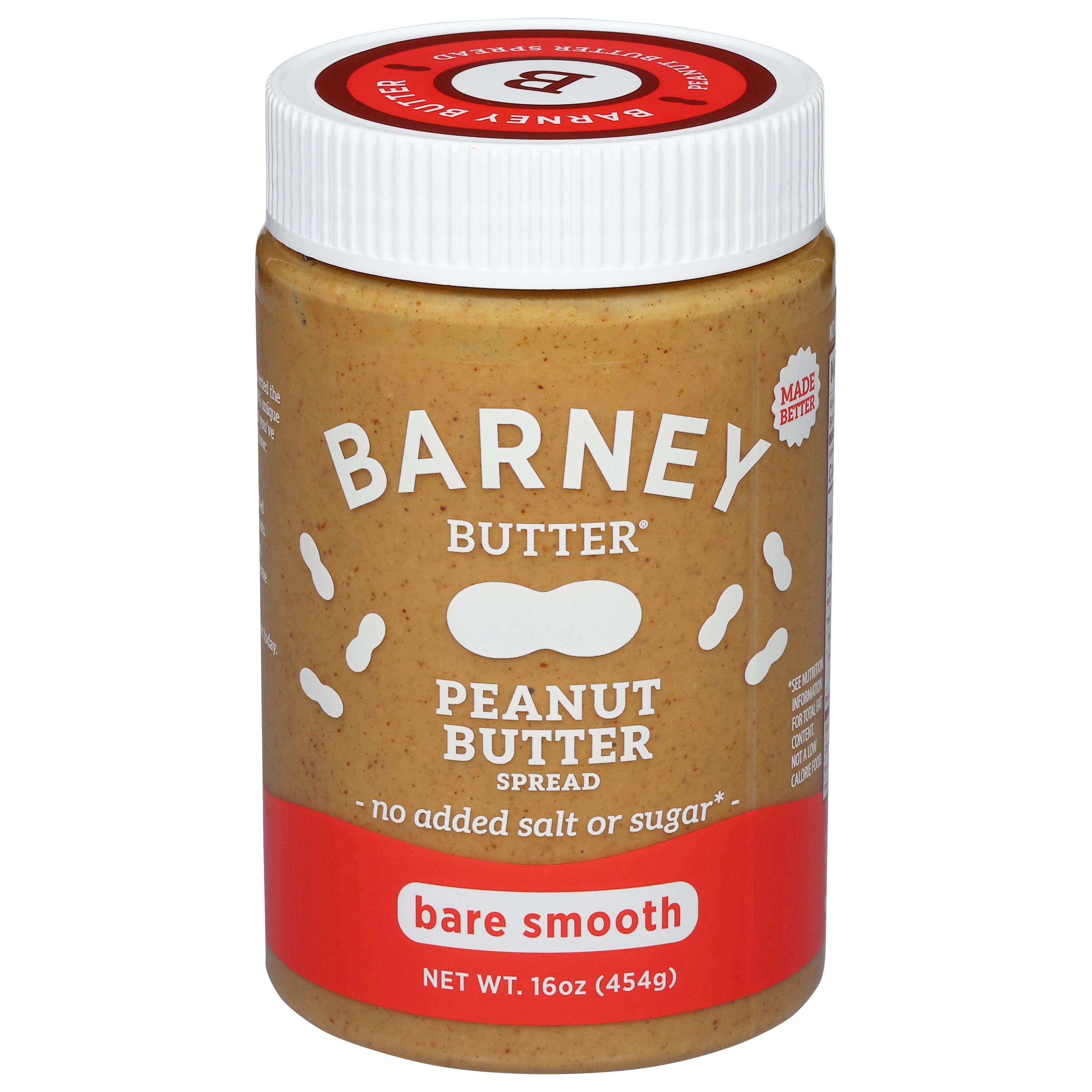 Barney Butter Bare Smooth Peanut Butter Spread 16 oz - Case of 6