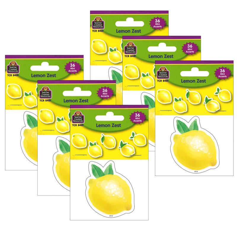 TEACHER CREATED RESOURCES - Lemon Zest Mini Accents, 36 Per Pack, 6 Packs