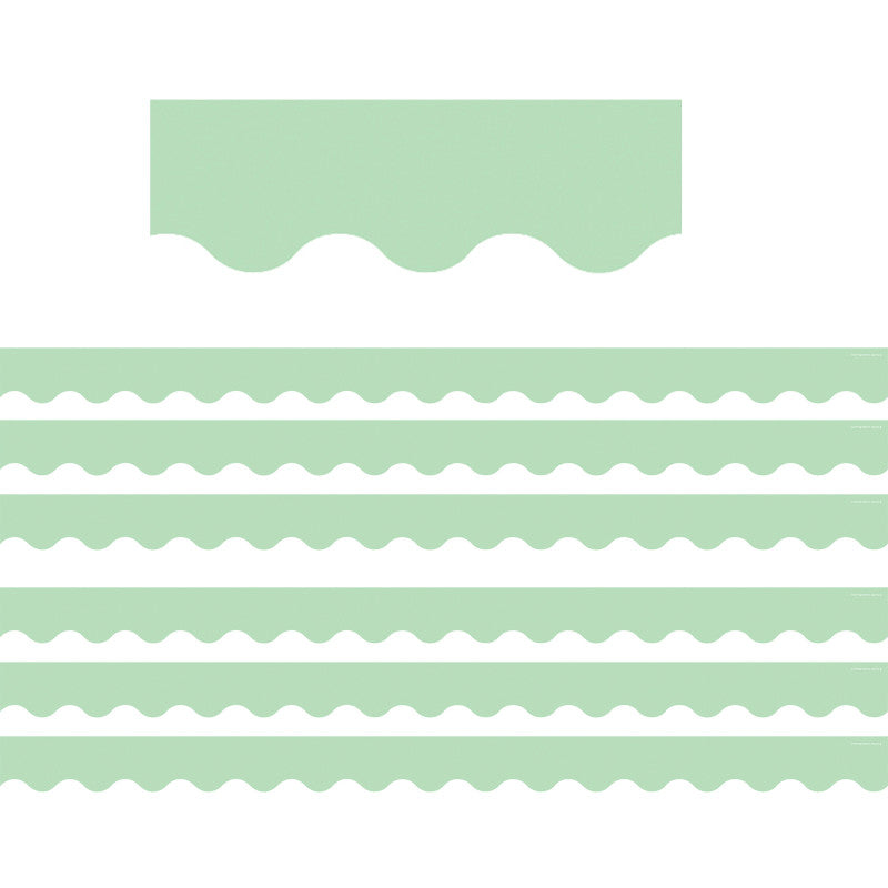 TEACHER CREATED RESOURCES - Mint Green Scalloped Border Trim, 35 Feet Per Pack, 6 Packs