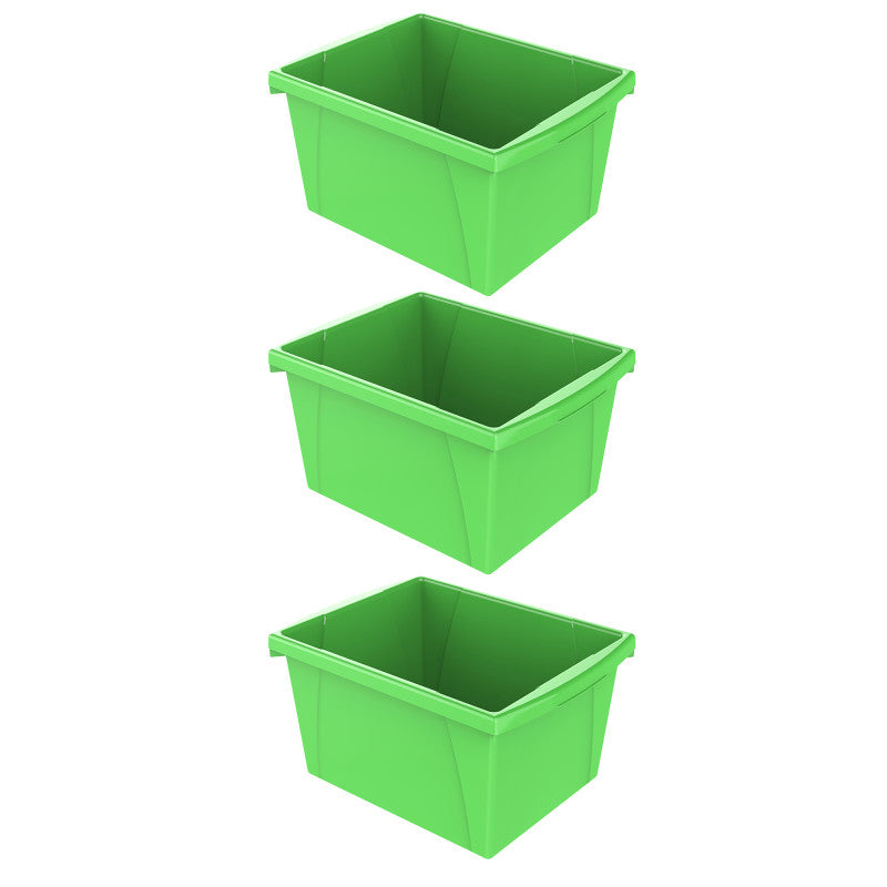 STOREX - Small Classroom Storage Bin, Green, Pack of 3