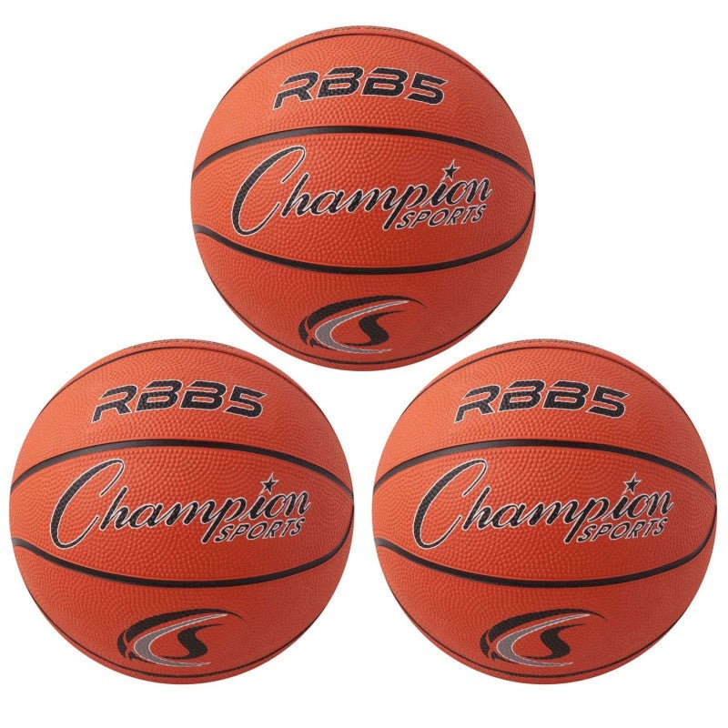 CHAMPION SPORTS - Mini Rubber Basketball, Orange, Pack of 3