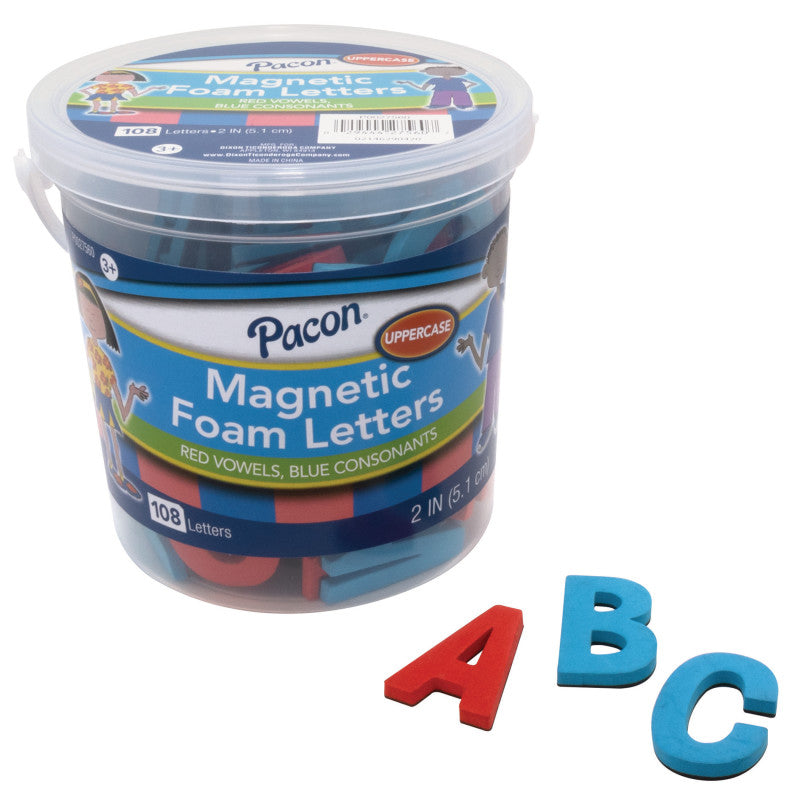 PACON - Magnetic Foam Letters, Uppercase, Red Vowels & Blue Consonants, 2", 108 Letters