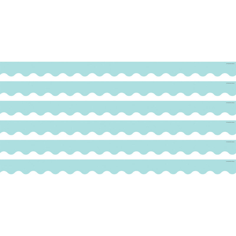 TEACHER CREATED RESOURCES - Pastel Blue Scalloped Border Trim, 35 Feet Per Pack, 6 Packs