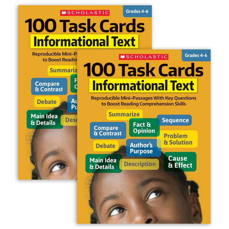 SCHOLASTIC TEACHING SOLUTIONS - 100 Task Cards: Informational Text Activity Book, Grade 4-6, Pack of 2