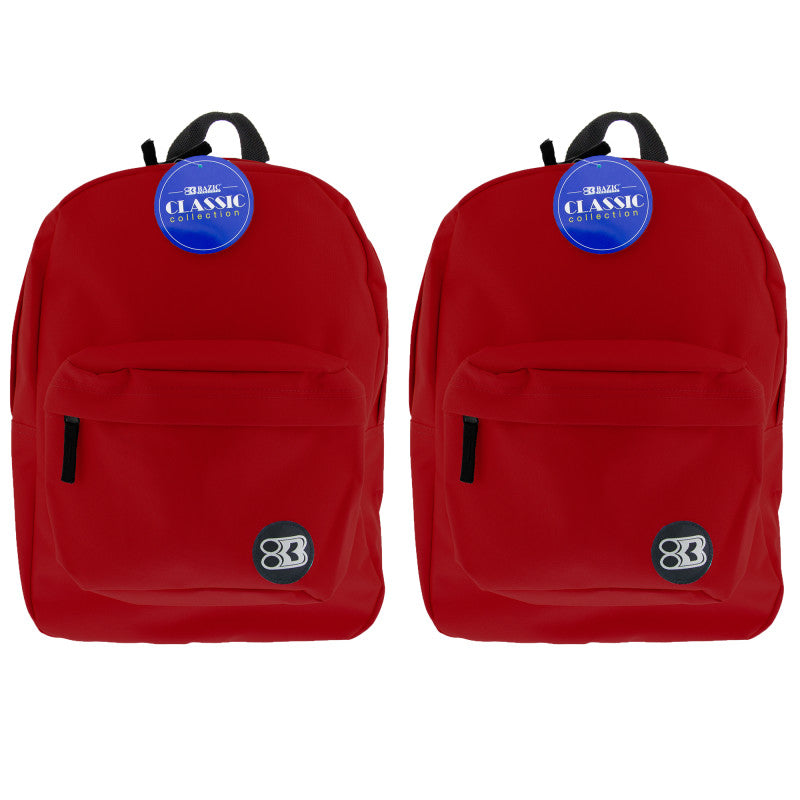BAZIC PRODUCTS - Classic Backpack 17" Burgundy, Pack of 2