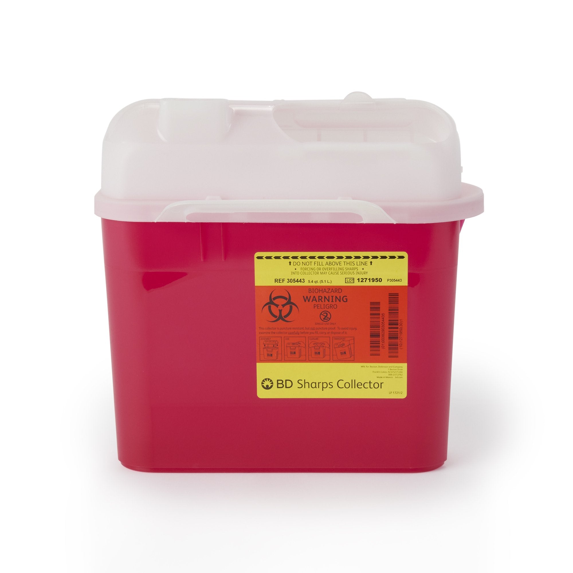 BD - Sharps Container BD™ Gardian Red Base 11-7/10 H X 16-3/5 W X 4-1/2 D Inch Horizontal Entry 1.35 Gallon [20/CS]