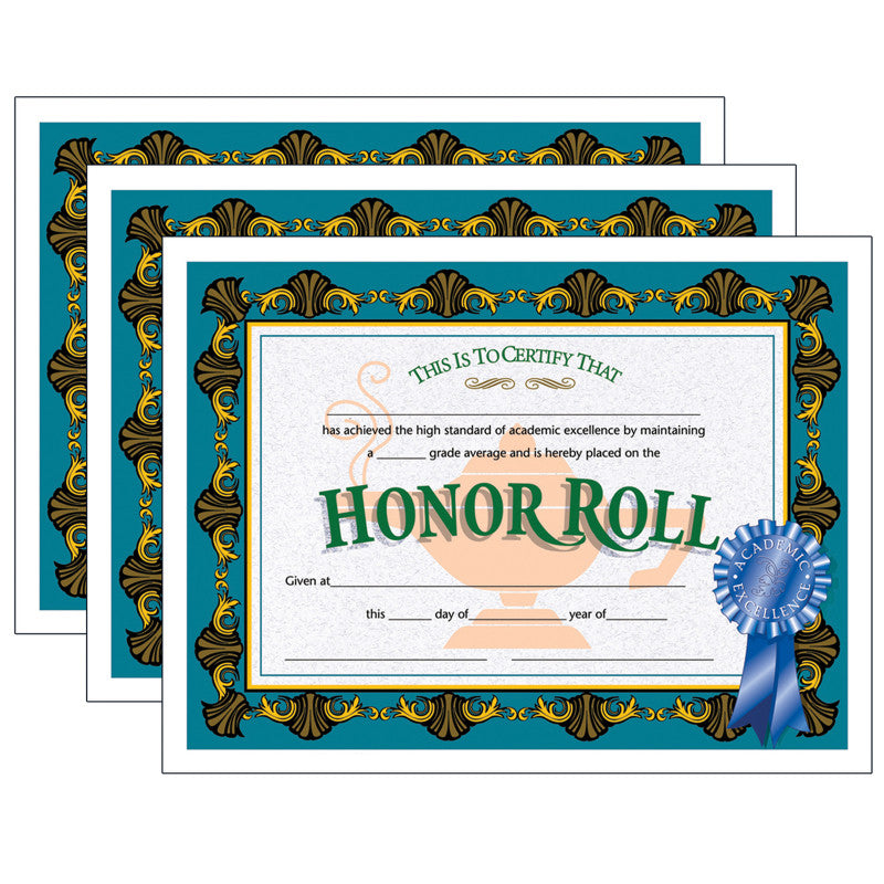 HAYES PUBLISHING - Honor Roll Certificate, 30 Per Pack, 3 Packs (H-VA512-3)