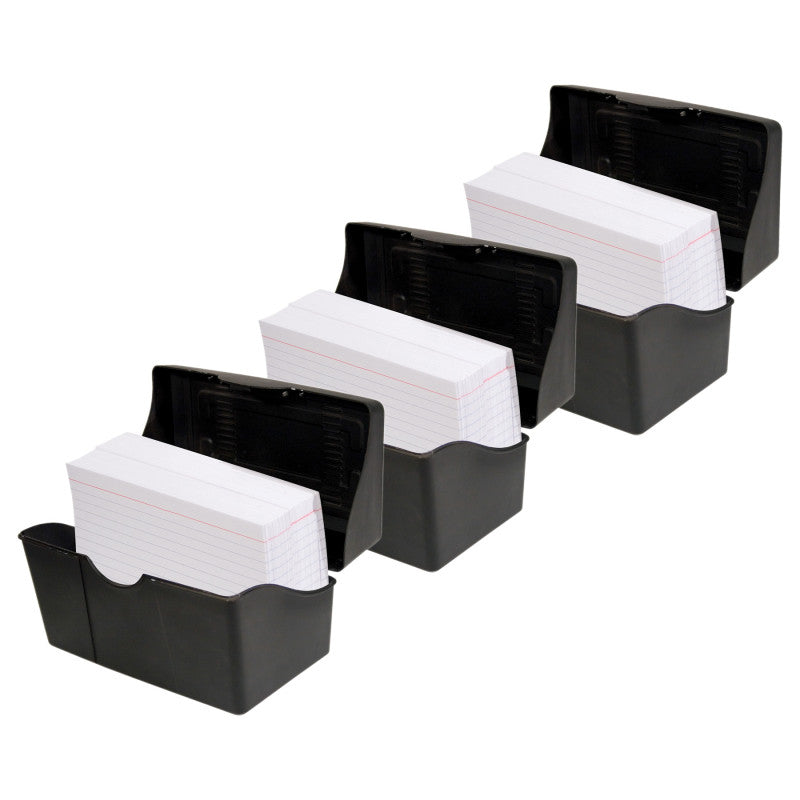 INNOVATIVE STORAGE DESIGNS - Black Index Card Holder, 5" x 8", Pack of 3