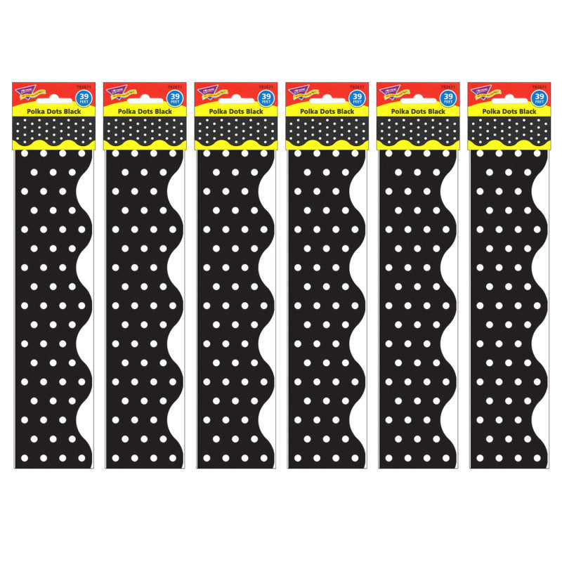 TREND - Polka Dots Black Terrific Trimmers®, 39 Feet Per Pack, 6 Packs