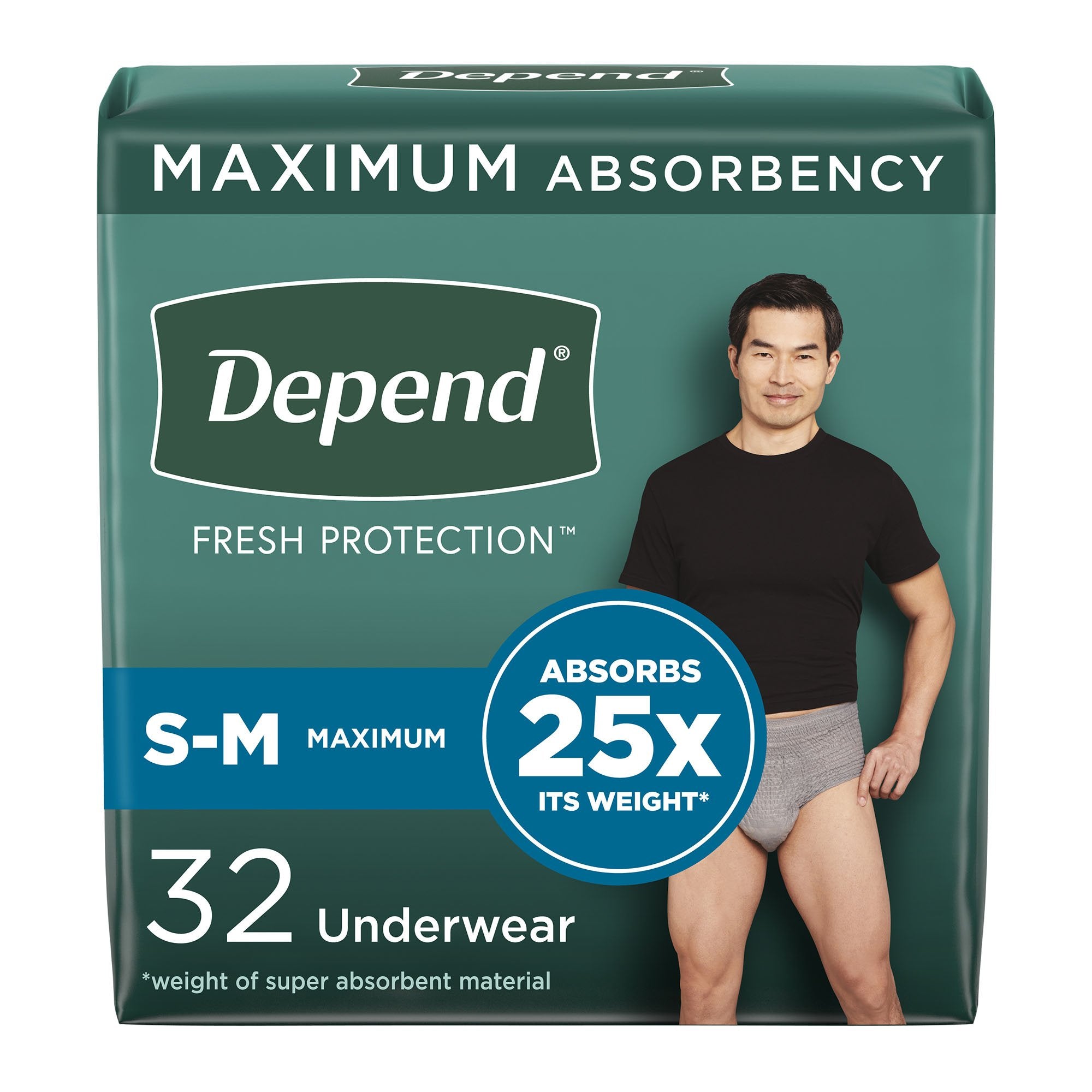Kimberly Clark - Male Adult Absorbent Underwear Depend® Fresh Protection Waistband Style Small / Medium Disposable Heavy Absorbency [32/PK]