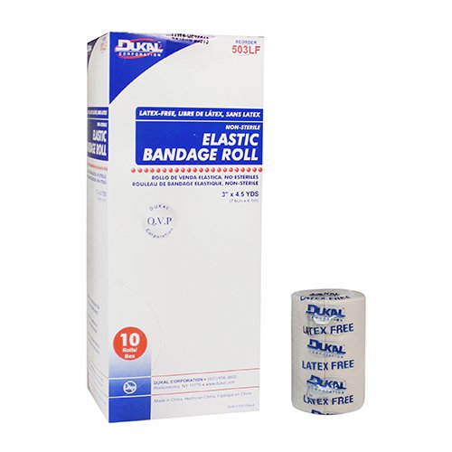 Dukal - Elastic Bandage Dukal™ 3 Inch X 4-1/2 Yard Clip Detached Closure Tan NonSterile Standard Compression [50/CS]