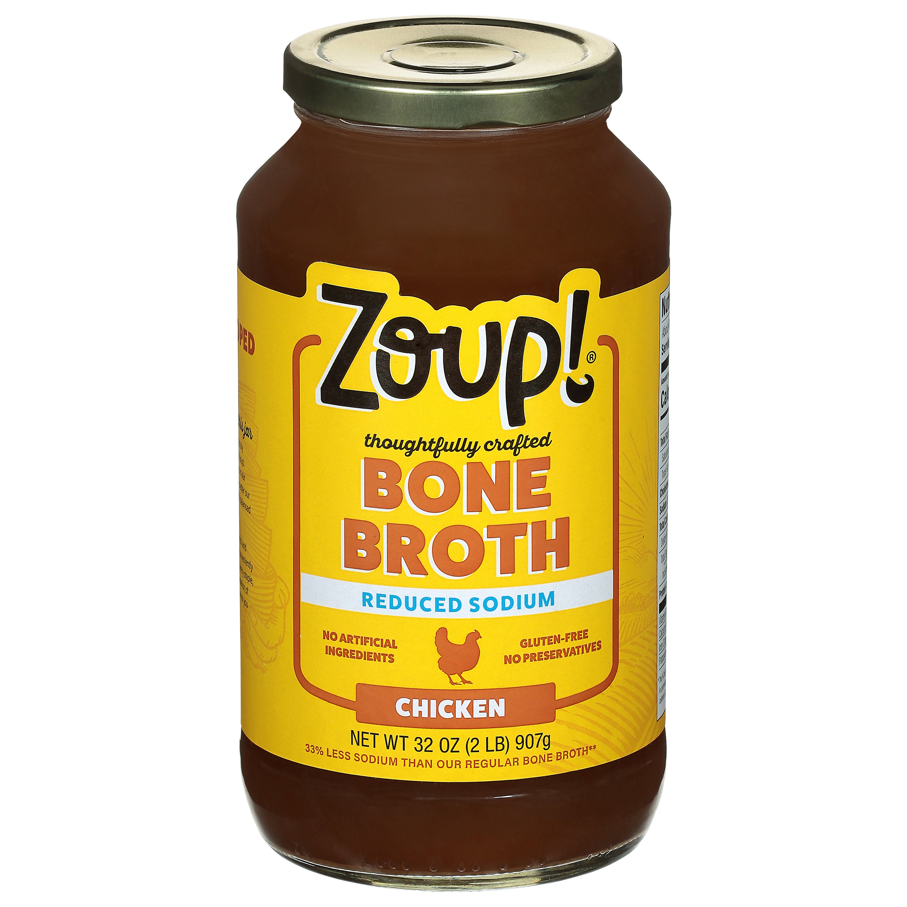 Zoup! Reduced Sodium Chicken Bone Broth 32 oz - Case of 6