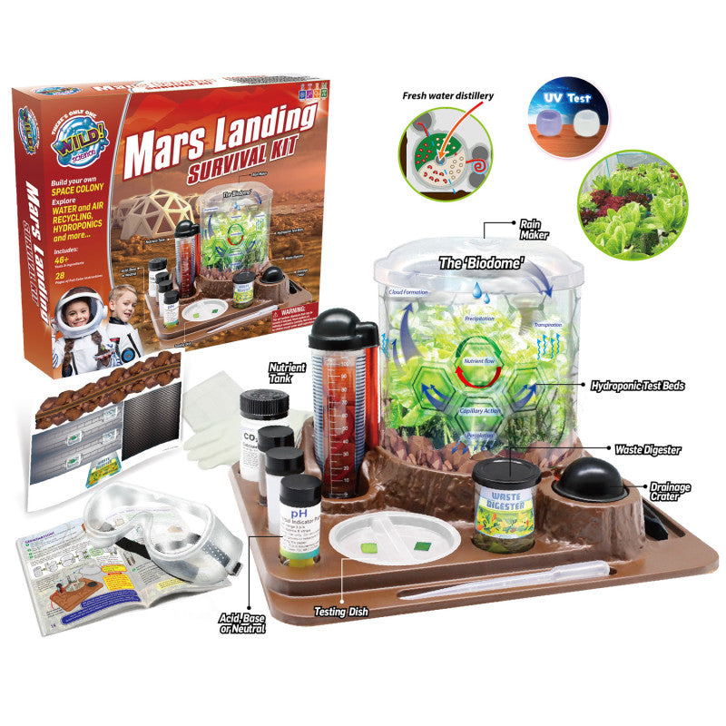 WILD ENVIRONMENTAL SCIENCE - Mars Landing Survival Kit - Home STEM Kit - Ages 8+ - Grow Food & Build an Earth-Like Environment on Mars - Seeds Included