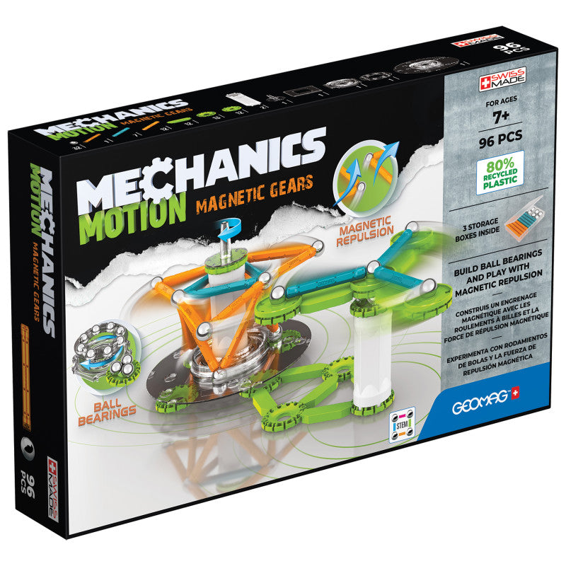 GEOMAG - Mechanics Magnetic Gears Recycled, 96 Pieces