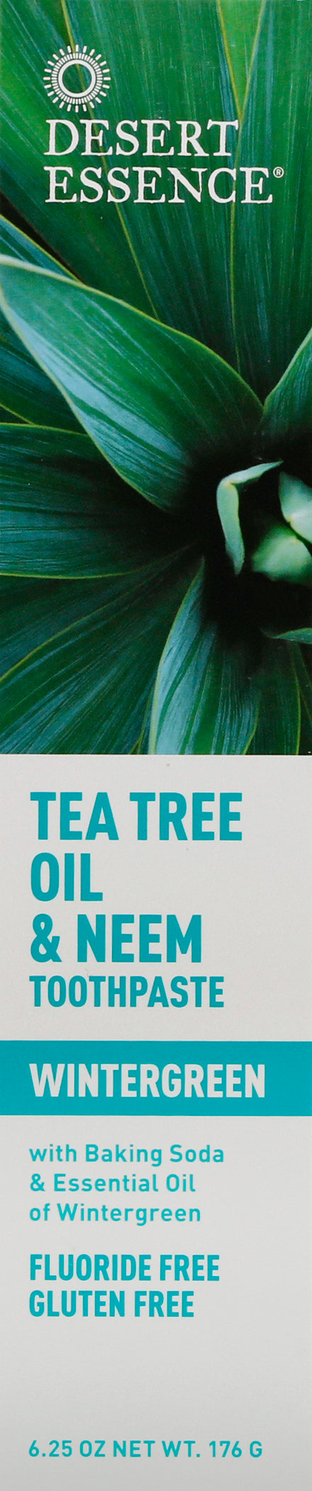 Desert Essence Tea Tree Oil & Neem Wintergreen Toothpaste 6.25 oz - Case of 3
