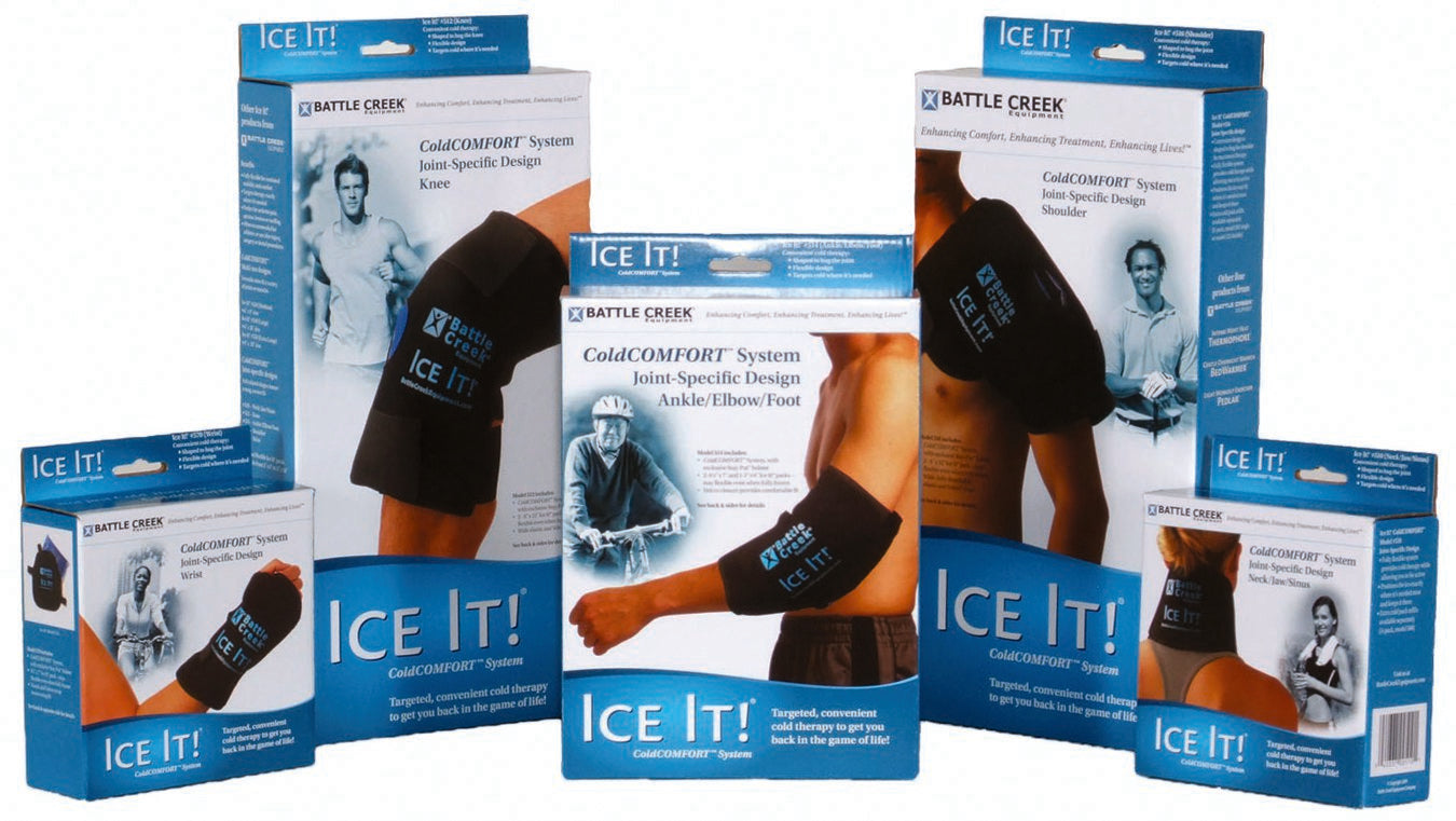 Battle Creek - Cold Pack Ice It!® F-Pack and G-Pack Combo Ankle / Elbow / Foot 4-1/2 X 7 Inch / 3 X 6 Inch Vinyl / Gel Reusable [1/EA]