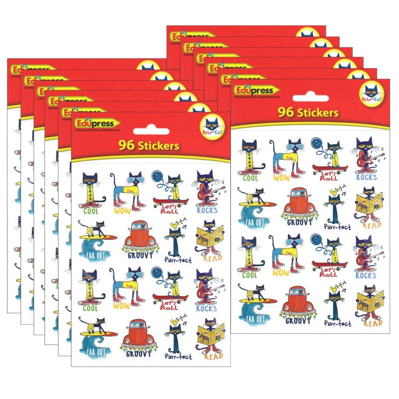 EDUPRESS - Pete the Cat® Stickers, 1", 96 Per Pack, 12 Packs