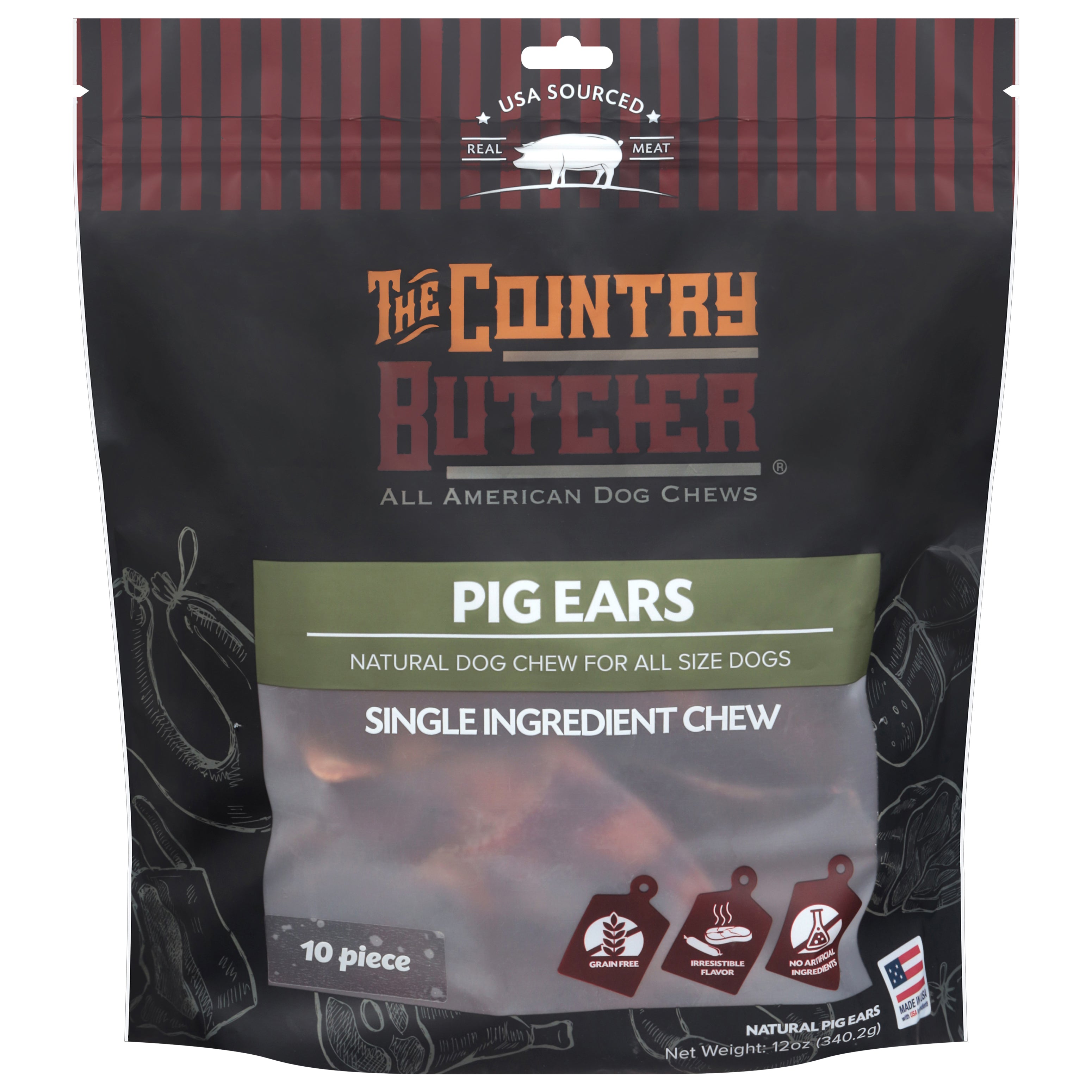 The Country Butcher Pig Ears 12 oz - Case of 4