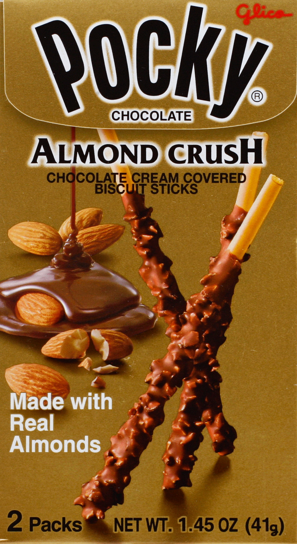 Pocky Chocolate Almond Crush Biscuit Sticks 2 ea - Case of 10