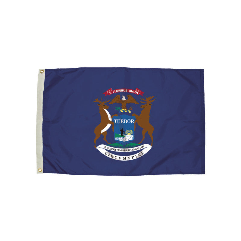 FLAGZONE - Durawavez Nylon Outdoor Flag with Heading & Grommets, Michigan, 3ft x 5ft