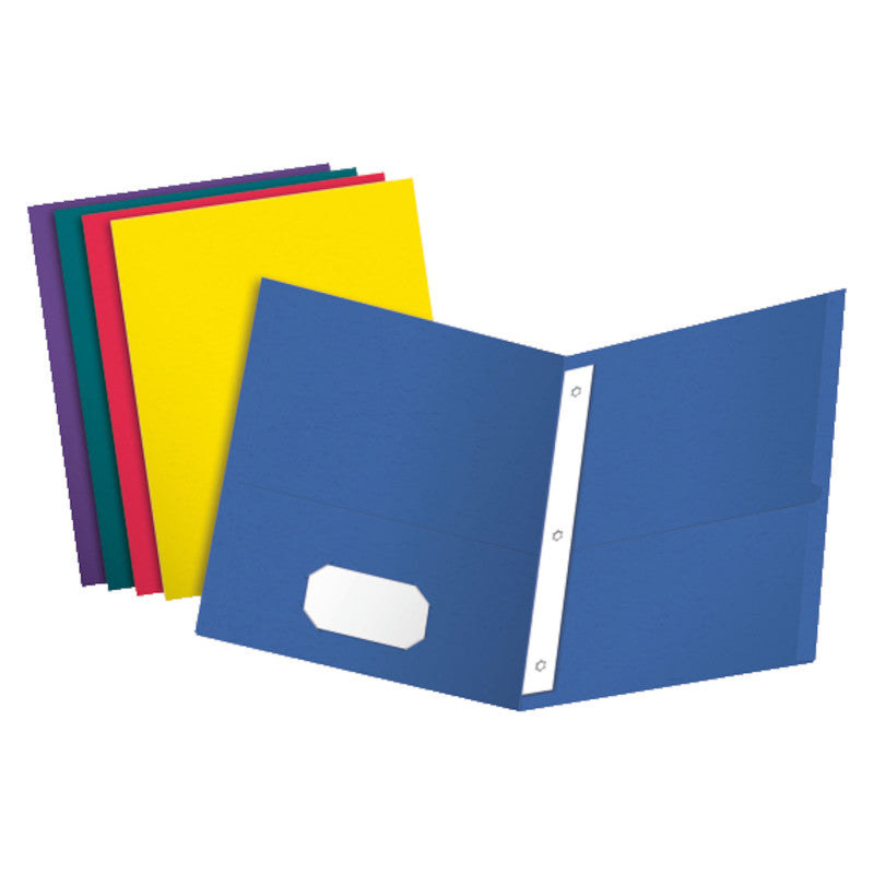 OXFORD - Twin Pocket Folders with Fasteners, Letter Size, Assorted Colors, Box of 25