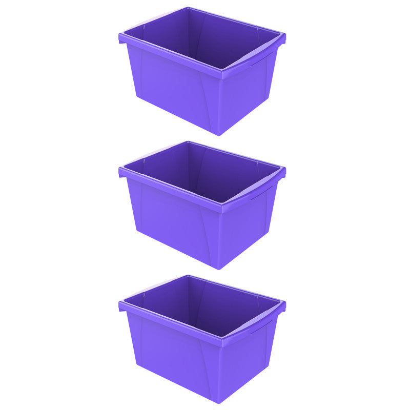 STOREX - 4 Gallon Storage Bin, Purple, Pack of 3