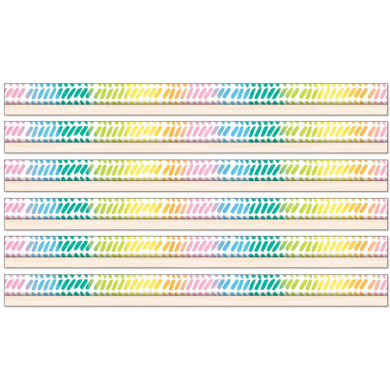 HAPPILY EVER ELEMENTARY - Creatively Inspired Watercolor Chevron Straight Borders, 36 Feet Per Pack, 6 Packs