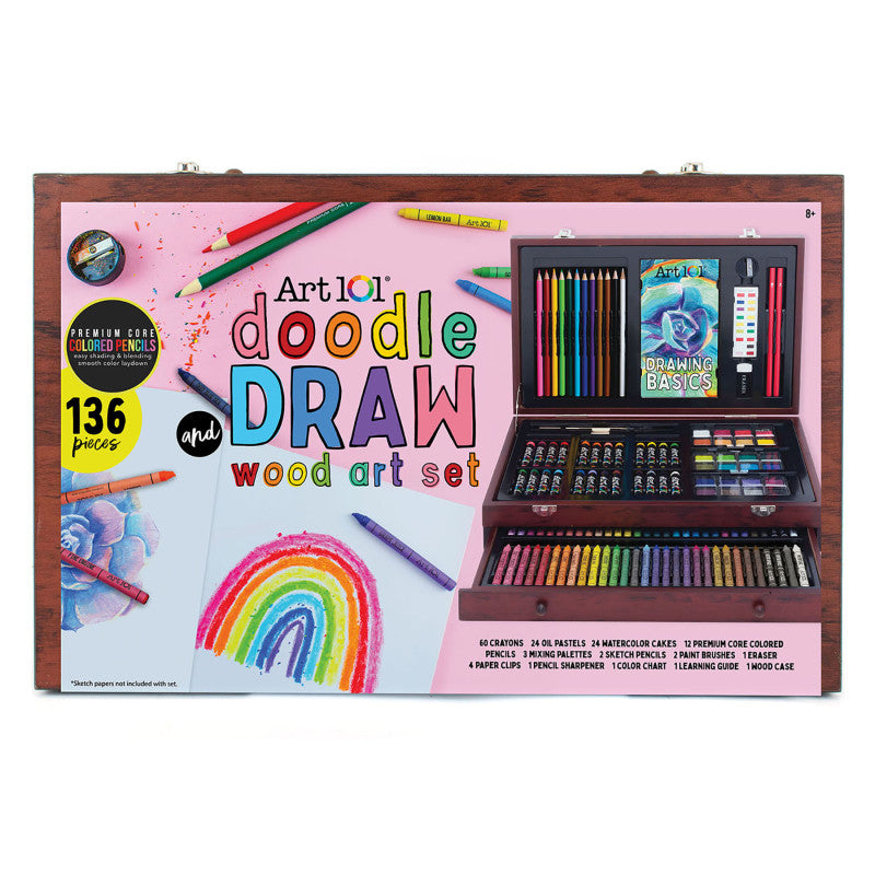 ART 101 - Doodle & Draw 136-Piece Multimedia Wood Art Set