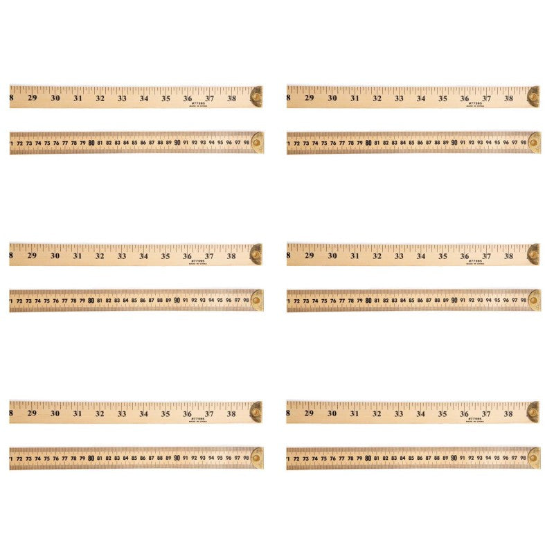 CHARLES LEONARD - Meter Stick Ruler with Metal End, Pack of 6