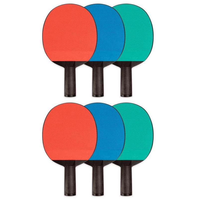 CHAMPION SPORTS - Plastic Rubber Face Table Tennis Paddle, Pack of 6