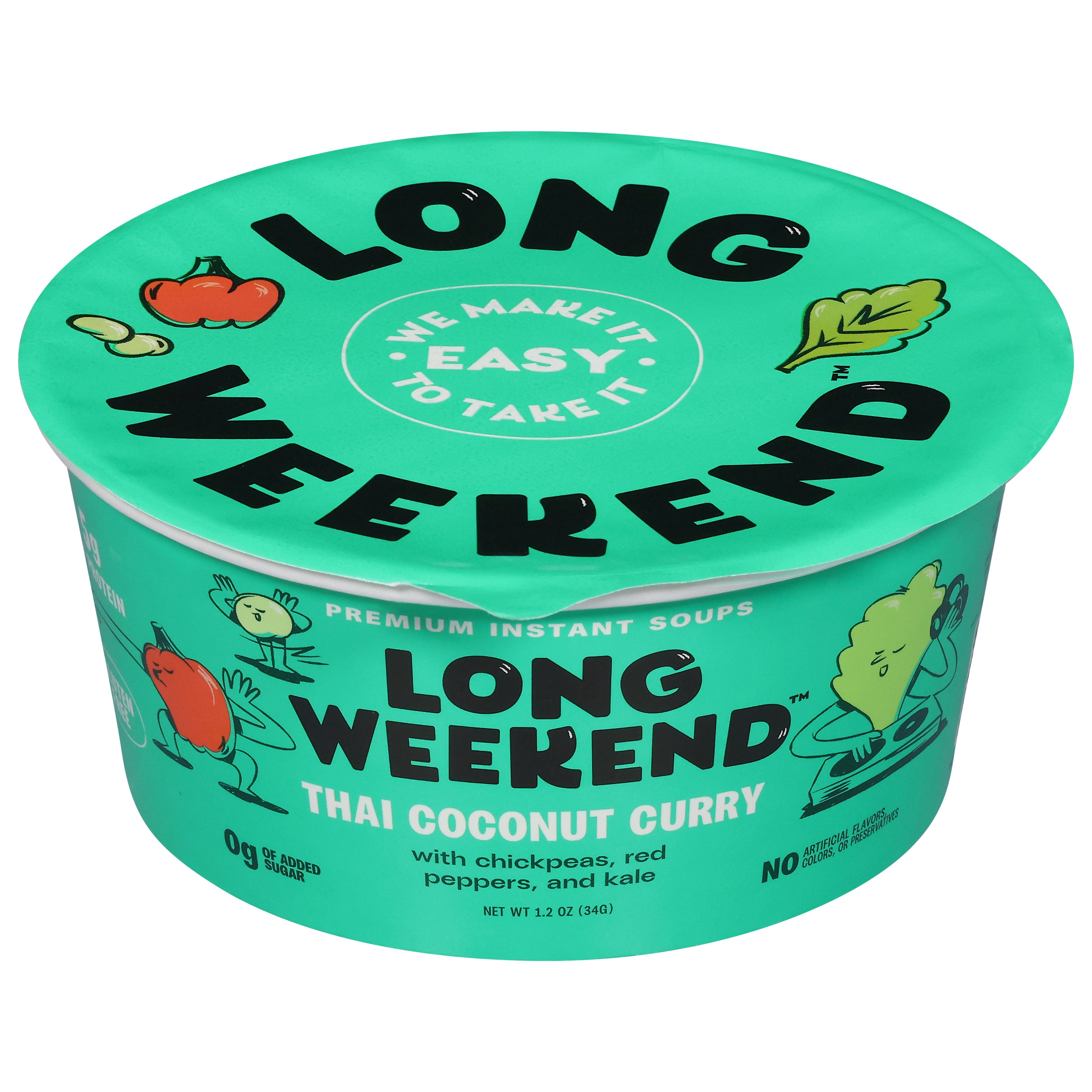 Long Weekend Premium Instant Thai Coconut Curry Soups 1.2 oz - Case of 6