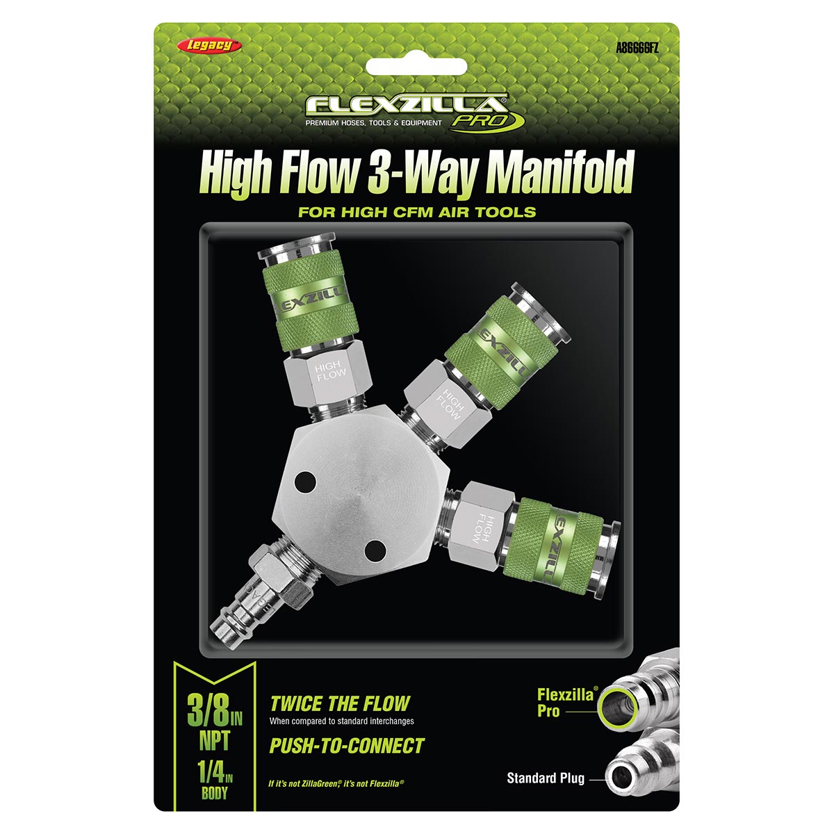 Flexzilla Pro High Flow 3-Way Manifold 3/8" NPT