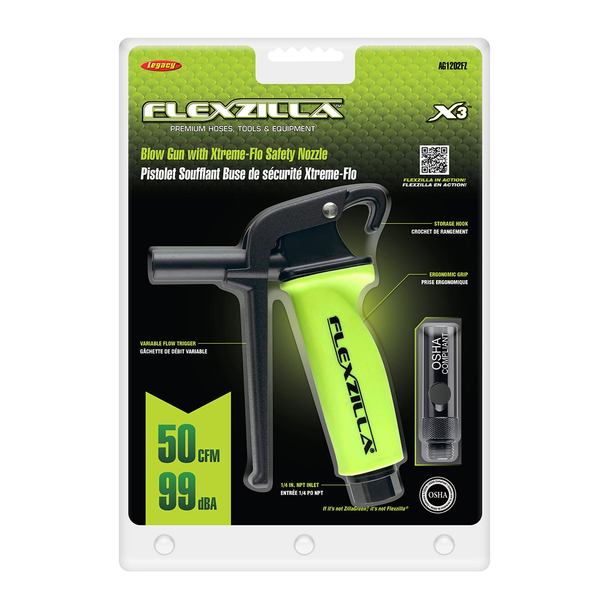 Flexzilla X3‚Ñ¢ Blow Gun with Xtreme-Flo Safety Nozzle ZillaGreen