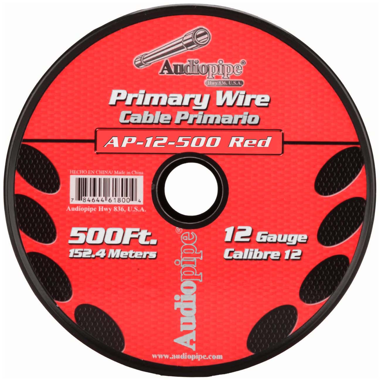 Audiopipe Primary Wire 12-Gauge 500 Foot Spool - Red