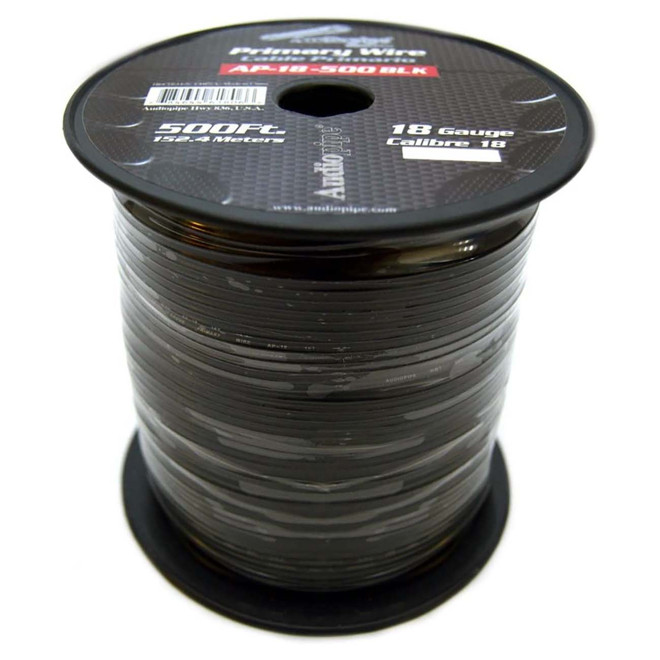 Audiopipe Primary Wire 18-Gauge 500 Foot Spool - Black
