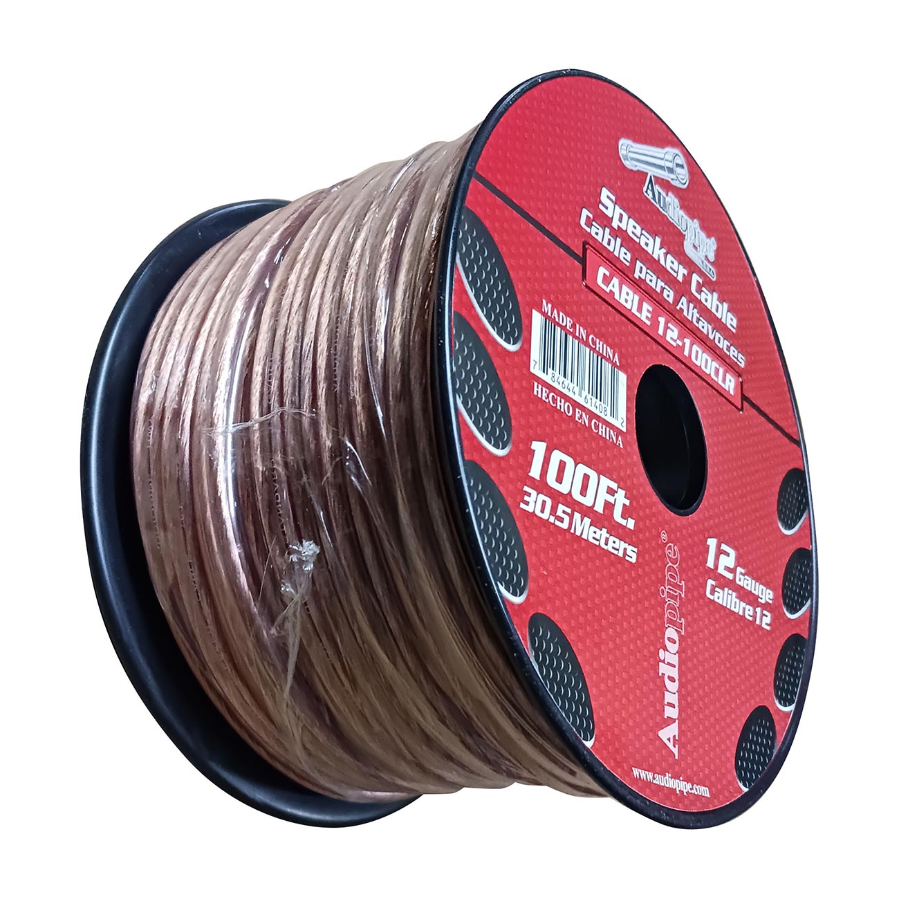 Audiopipe Speaker Wire 12-Gauge 100 Foot Spool - Clear Insulation